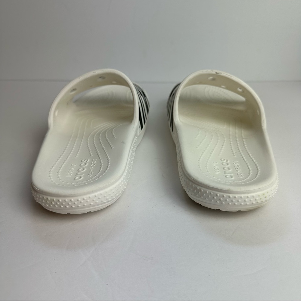 Crocs Zebra Animal Print Slide Sandals Classic Women’s Size 9 or Men's 7 Shoes - Picture 3 of 8